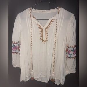 Bohemian Embroidered Cream Blouse small
